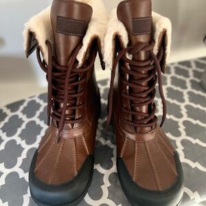 UGG Chocolate and Ebony Lace-Up Boots
